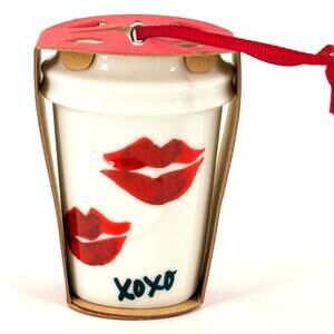 Starbucks XOXO Lipstick Lips Cup Ornament Mini Tumbler Christmas 2015